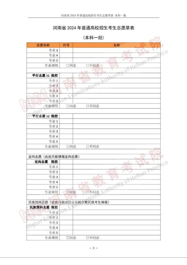 2024年河南高考自愿表填写样本(附填报时候和进口)