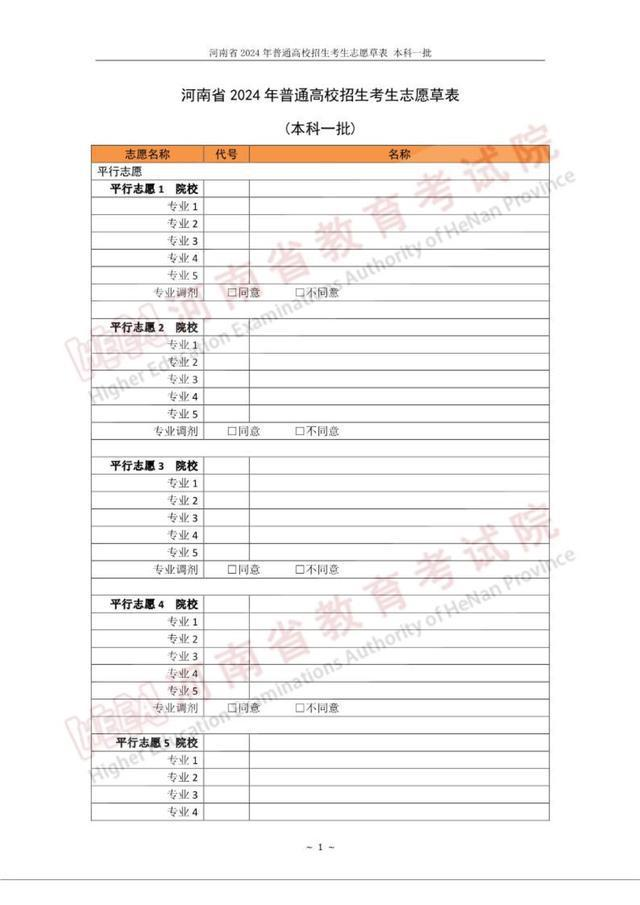 2024年河南高考自愿表填写样本(附填报时候和进口)