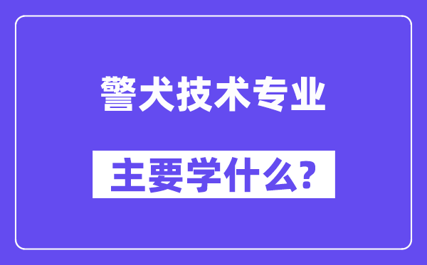 警犬手艺专业首要学甚么？附警犬手艺专业课程目次
