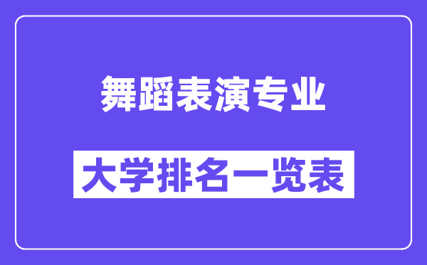 天下跳舞扮演专业大学排名一览表（最新排行榜）
