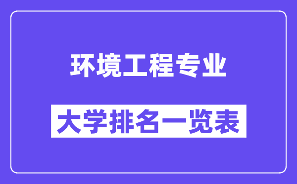 天下环境工程专业大学排名一览表（最新排行榜）