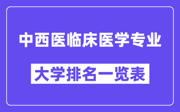 天下中西医临床医学专业大学排名一览表（最新排行榜）