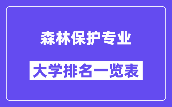天下丛林掩护专业大学排名一览表(最新排行榜)