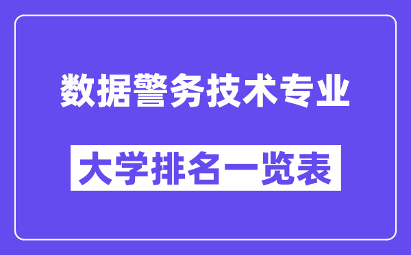 天下数据警务手艺专业大学排名一览表（最新排行榜）