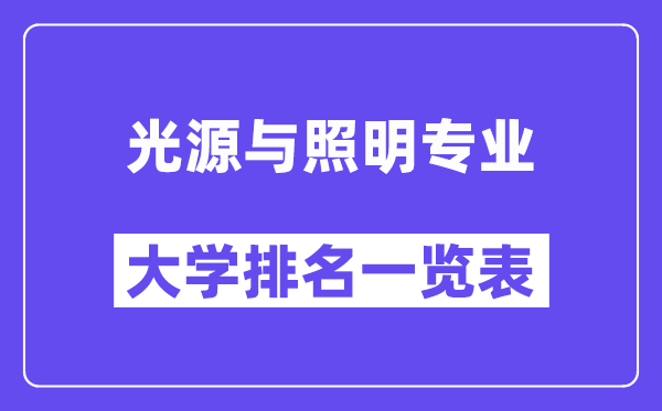 天下光源与照明专业大学排名一览表(最新排行榜)