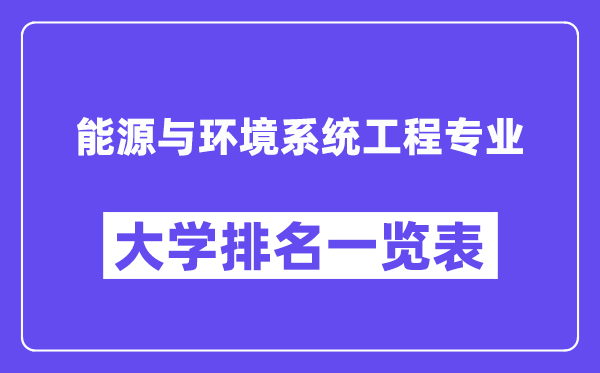 天下能源与环境体系工程专业大学排名一览表（最新排行榜）