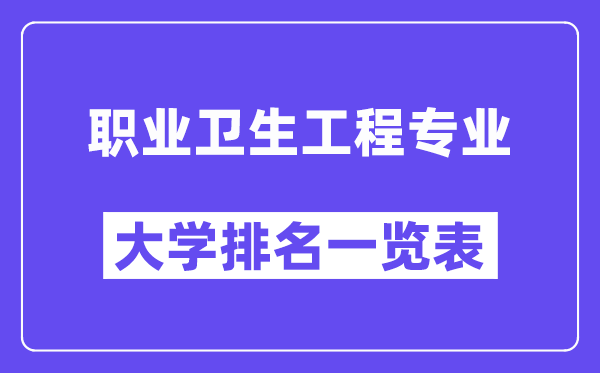 天下职业卫生工程专业大学排名一览表(最新排行榜)