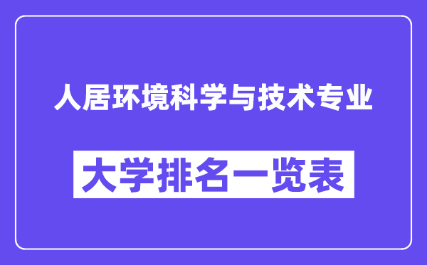 天下人居环境迷信与手艺专业大学排名一览表（最新排行榜）
