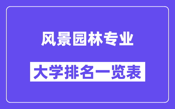 天下风光园林专业大学排名一览表（最新排行榜）