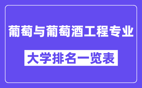 天下葡萄与葡萄酒工程专业大学排名一览表（最新排行榜）