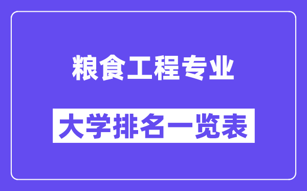 天下食粮工程专业大学排名一览表（最新排行榜）