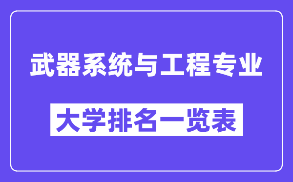 天下兵器体系与工程专业大学排名一览表（最新排行榜）