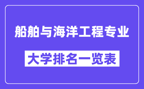天下船舶与陆地工程专业大学排名一览表（最新排行榜）