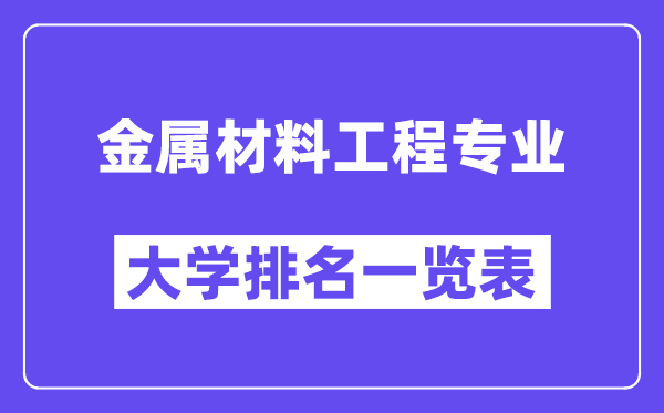 天下金属资料工程专业大学排名一览表(最新排行榜)