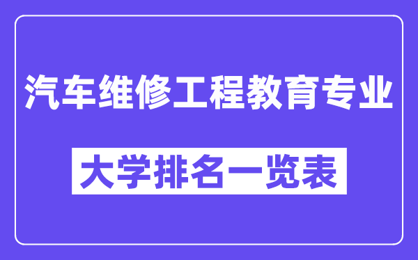 天下汽车维修工程教导专业大学排名一览表(最新排行榜)