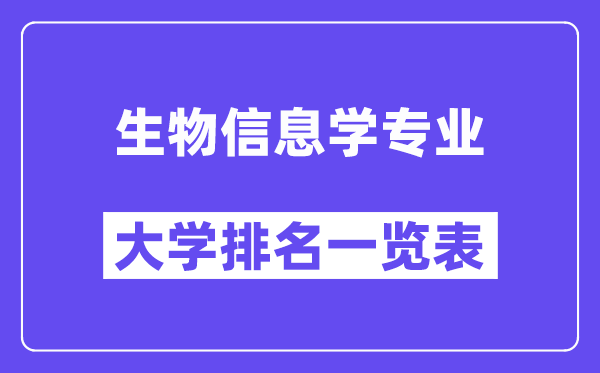 天下生物信息学专业大学排名一览表(最新排行榜)