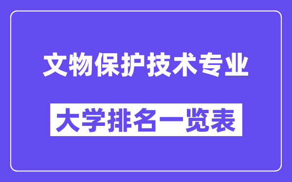 天下文物掩护手艺专业大学排名一览表（最新排行榜）