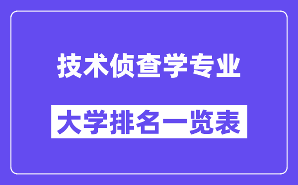 天下手艺侦察学专业大学排名一览表（最新排行榜）