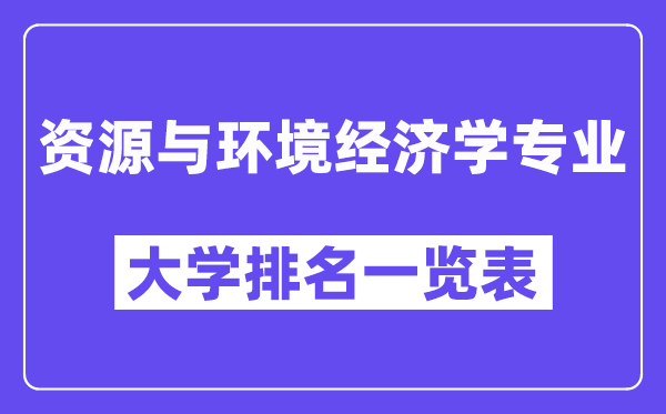 天下资本与环境经济学专业大学排名一览表（最新排行榜）