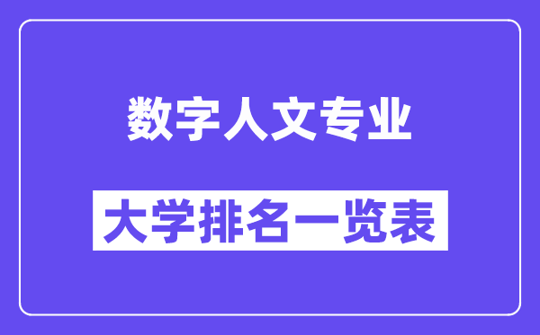天下数字人文专业大学排名一览表（最新排行榜）