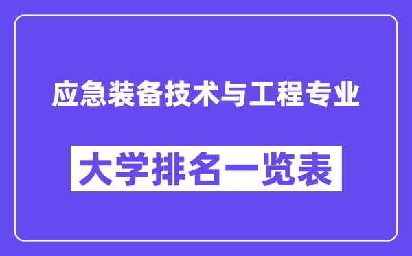 天下应急设备手艺与工程专业大学排名一览表（最新排行榜）
