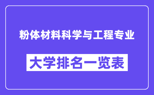 天下粉体资料迷信与工程专业大学排名一览表（最新排行榜）