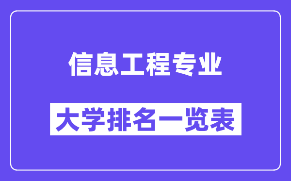 天下信息工程专业大学排名一览表（最新排行榜）