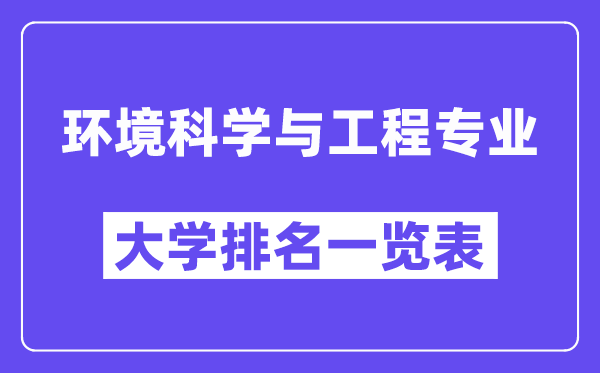 天下环境迷信与工程专业大学排名一览表（最新排行榜）