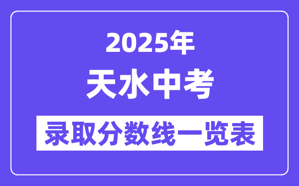 2025年天水中考各高中登科分数线一览表