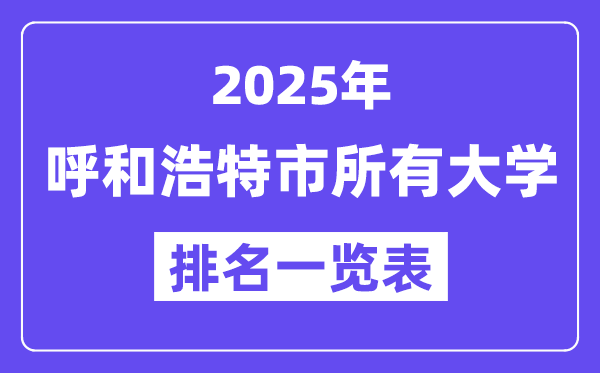2025年呼和浩特市一切大学排名一览表（24所完全版）