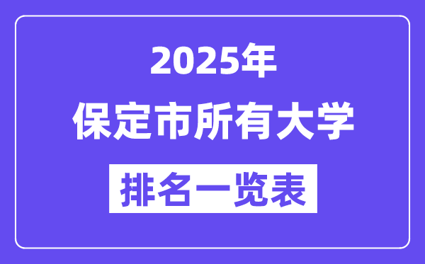 2025年保定市一切大学排名一览表(15所完全版)