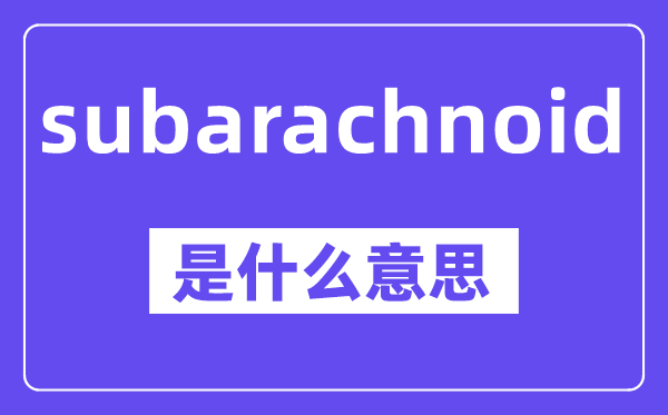 subarachnoid是甚么意义,中文翻译是甚么