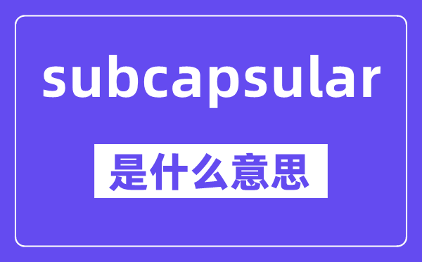 subcapsular是甚么意义,中文翻译是甚么
