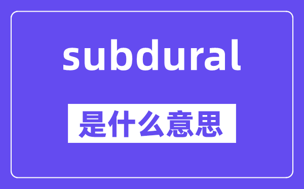 subdural是甚么意义,中文翻译是甚么