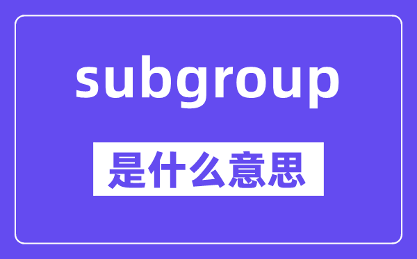 subgroup是甚么意义,中文翻译是甚么