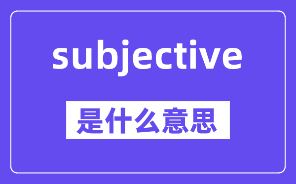 subjective是甚么意义,中文翻译是甚么
