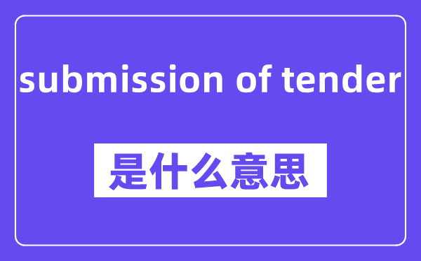 submission of tender是甚么意义,中文翻译是甚么