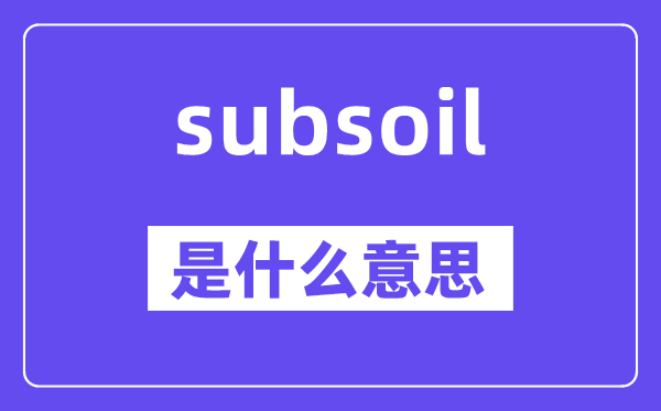 subsoil是甚么意义,subsoil怎样读,中文翻译是甚么