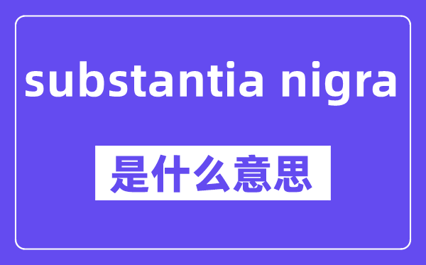 substantia nigra是甚么意义,中文翻译是甚么