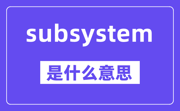 subsystem是甚么意义,中文翻译是甚么