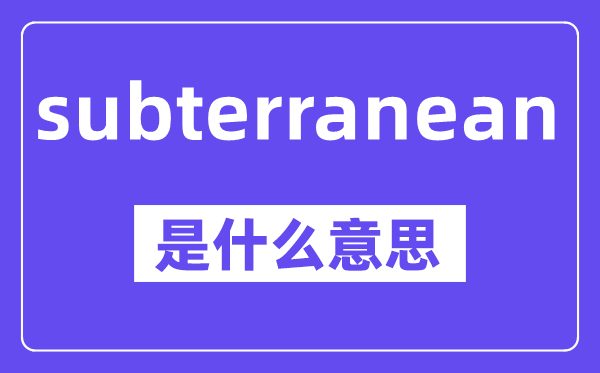 subterranean是甚么意义,中文翻译是甚么