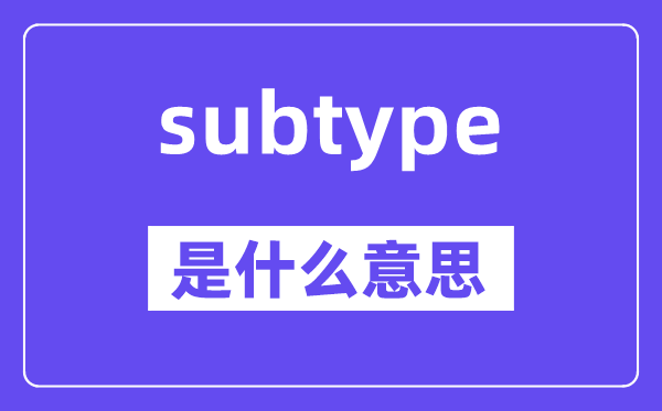 subtype是甚么意义,subtype怎样读,中文翻译是甚么