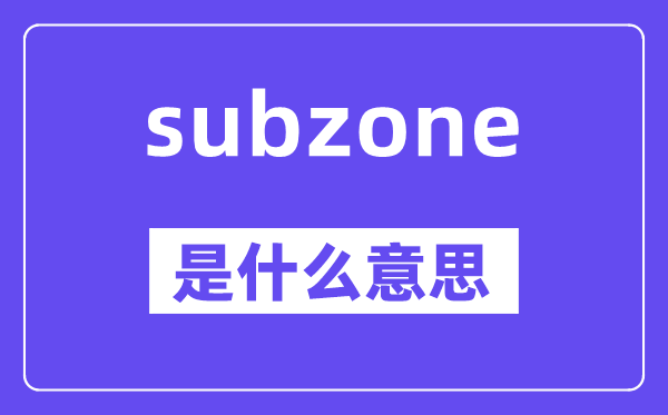 subzone是甚么意义,中文翻译是甚么