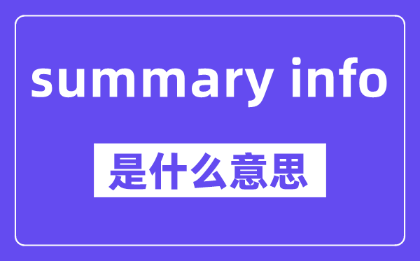 summary info是甚么意义,中文翻译是甚么