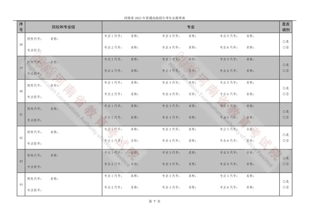 2025河南高考自愿填报表范本模板,附自愿样表及填报技能