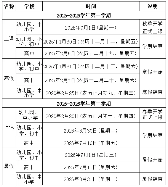 2026年福建中小学暑假放假时候表,几月几号起头放暑假