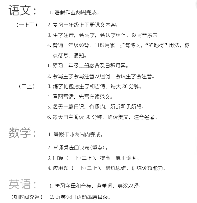 一升二寒假进修打算表,二年级小先生寒假打算支配