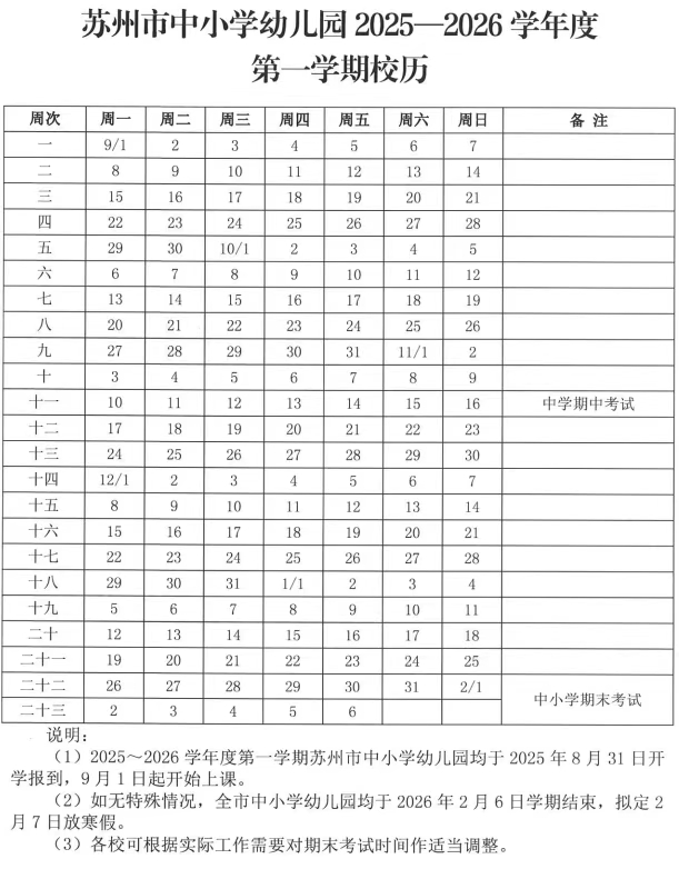 2026年姑苏市中小学暑假放假时候表,2月7日起头放假