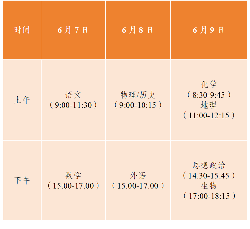 江苏高考时候2026年时候表,各科目详细时候支配一览表