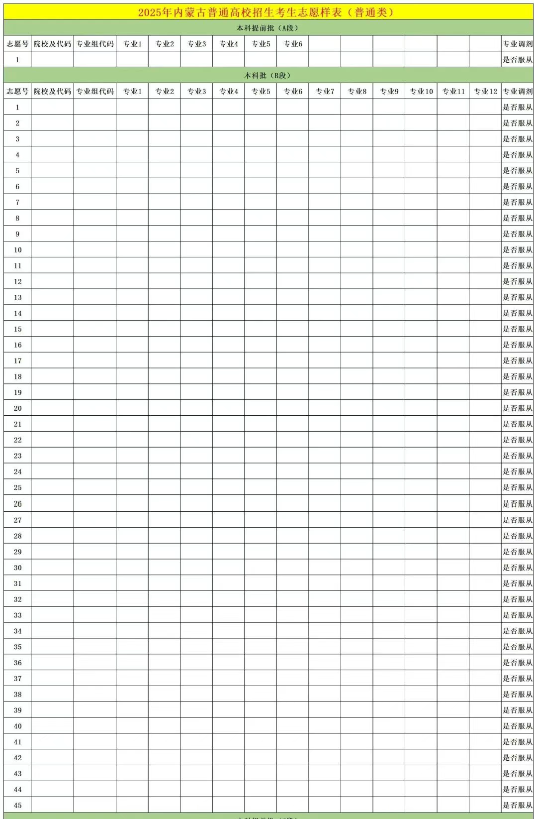 2026年内蒙古高考自愿表格填写范本(附查找进口及自愿数目)